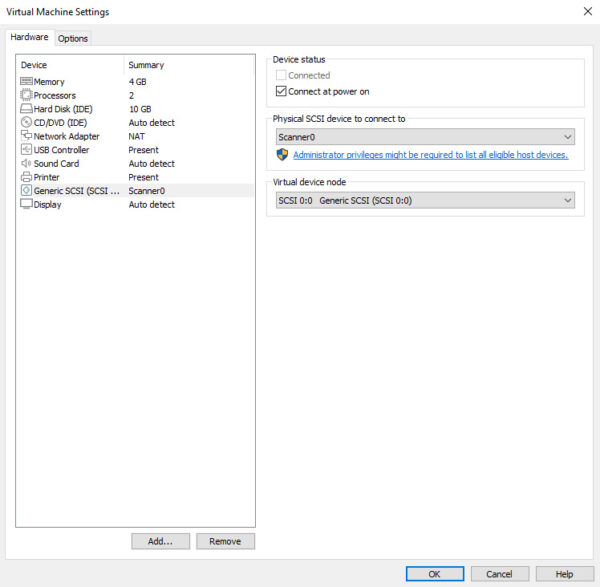 How to set up a virtual machine for vintage SCSI scanners